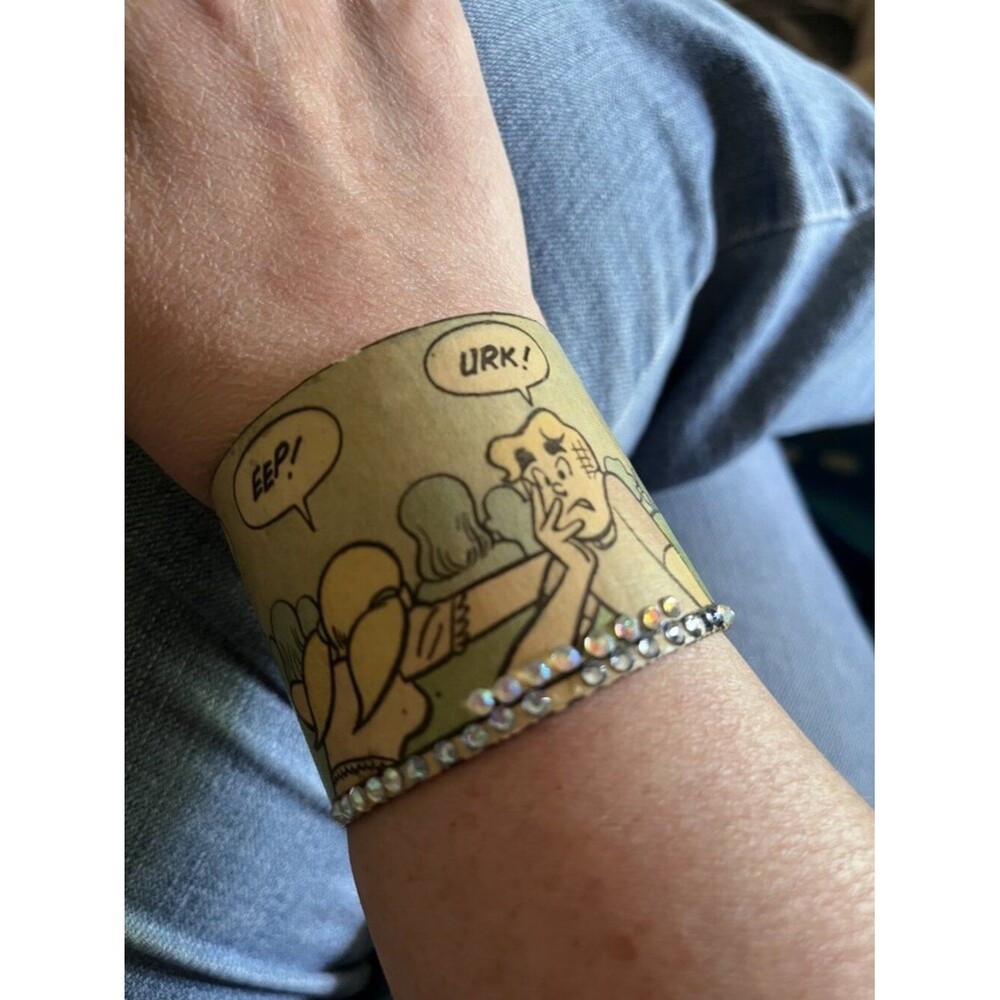 Handmade Archie Comic Cuff Bracelet Rhinestone Betty Veronica 90s